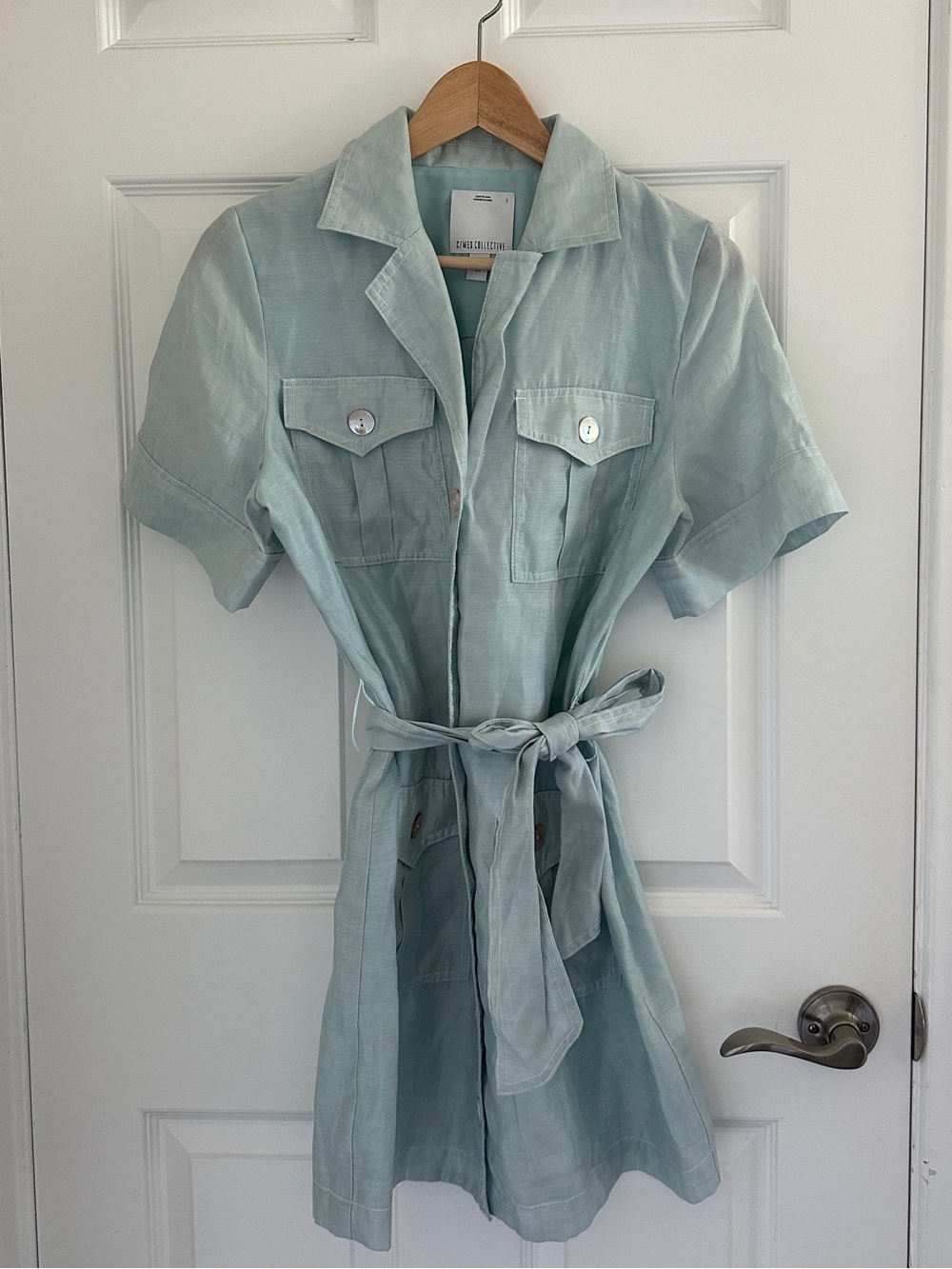 C/MEO Collective Powder Blue Buttoned Tie Front Dress